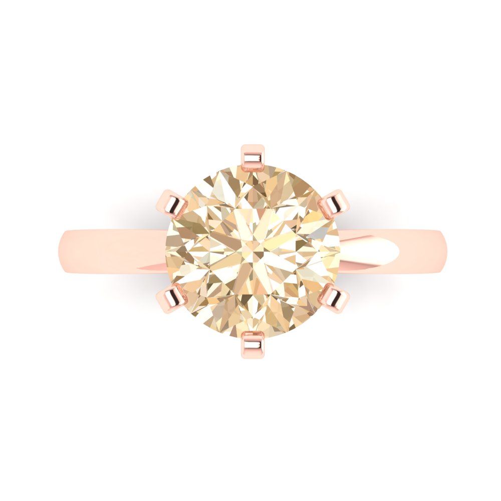 3 cttw Natural Morganite Solitaire  Engagement Ring - Solid Gold (Round Cut,9.0mm)