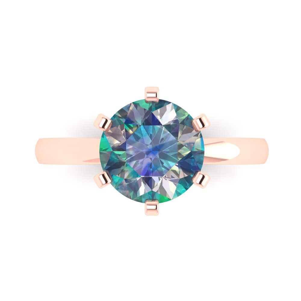 3 cttw Blue Moissanite Solitaire  Engagement Ring - Solid Gold (Round Cut,9.0mm)