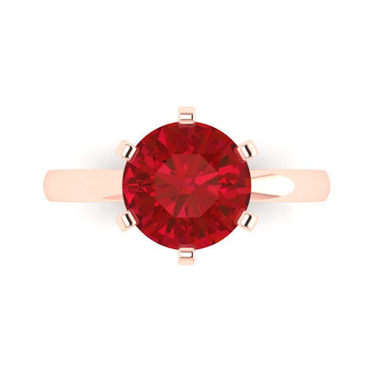 3 cttw Simulated Pink Tourmaline Solitaire  Engagement Ring - Solid Gold (Round Cut,9.0mm)