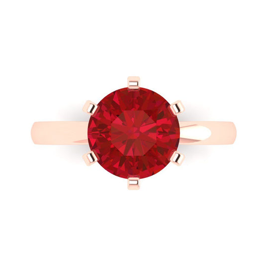 3 cttw Simulated Pink Tourmaline Solitaire  Engagement Ring - Solid Rose Gold (VVS1, Round Cut,9.0mm)