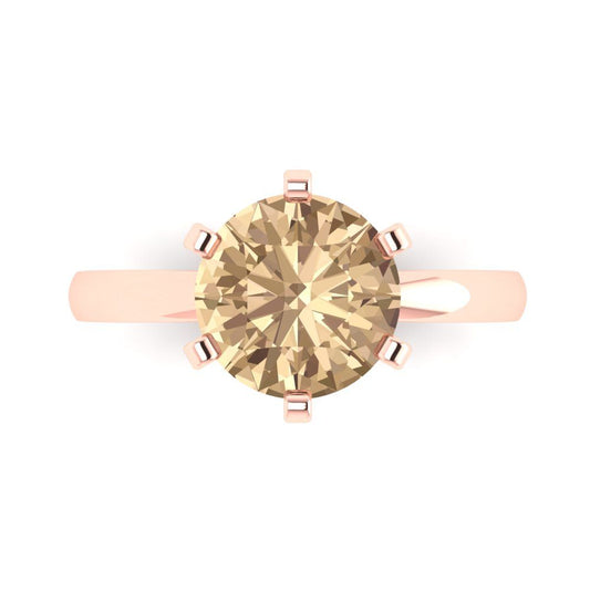 3 cttw Yellow Moissanite Solitaire  Engagement Ring - Solid Rose Gold (VVS1, Round Cut,9.0mm)