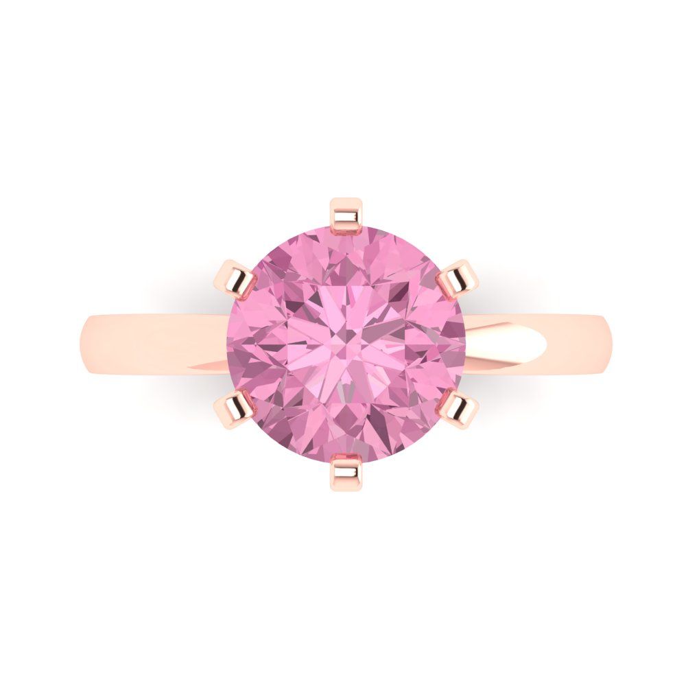 3 cttw Zirconia Simulated Pink Diamond Solitaire  Engagement Ring - Solid Gold (VVS1, Round Cut,9.0mm)