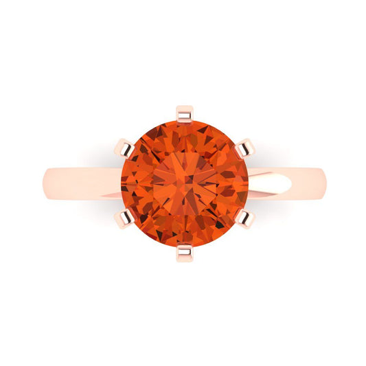 3 cttw Zirconia Simulated Red Diamond Solitaire  Engagement Ring - Solid Rose Gold (VVS1, Round Cut,9.0mm)