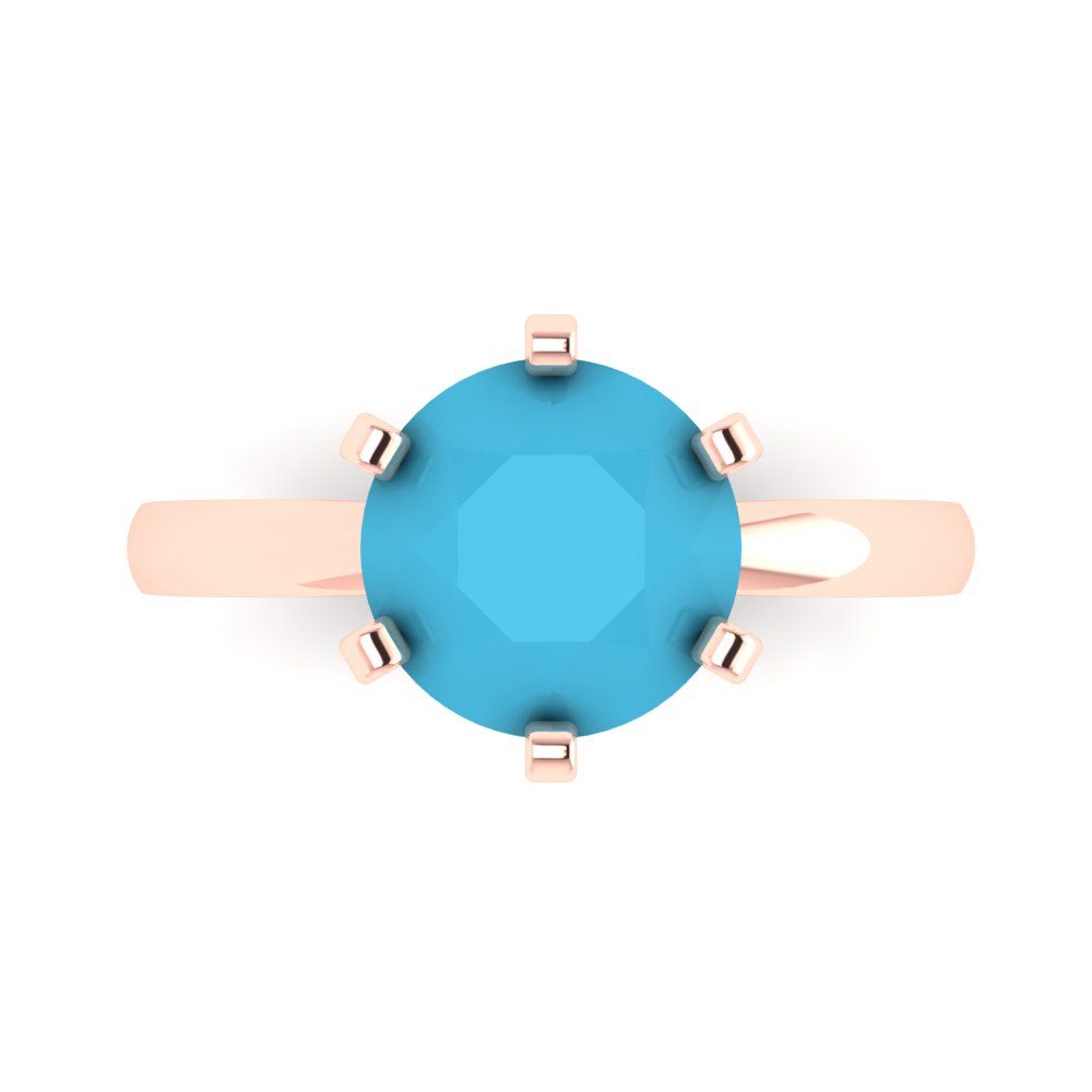 3 cttw Simulated Turquoise Solitaire  Engagement Ring - Solid Gold (Round Cut,9.0mm)