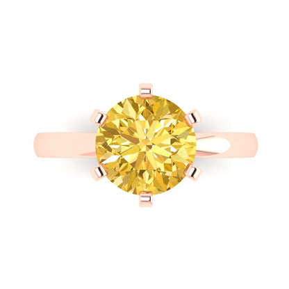 3 cttw Natural Citrine Solitaire  Engagement Ring - Solid Gold (Round Cut,9.0mm)
