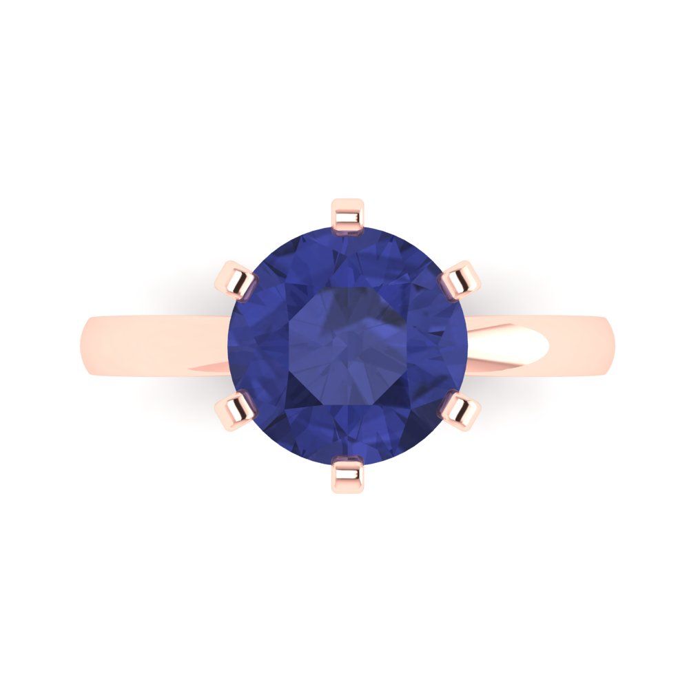 3 cttw Simulated Tanzanite Solitaire  Engagement Ring - Solid Gold (Round Cut,9.0mm)