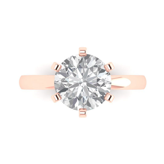 3 cttw Zirconia Simulated Diamond Solitaire  Engagement Ring - Solid Rose Gold (VVS1, Round Cut,9.0mm)