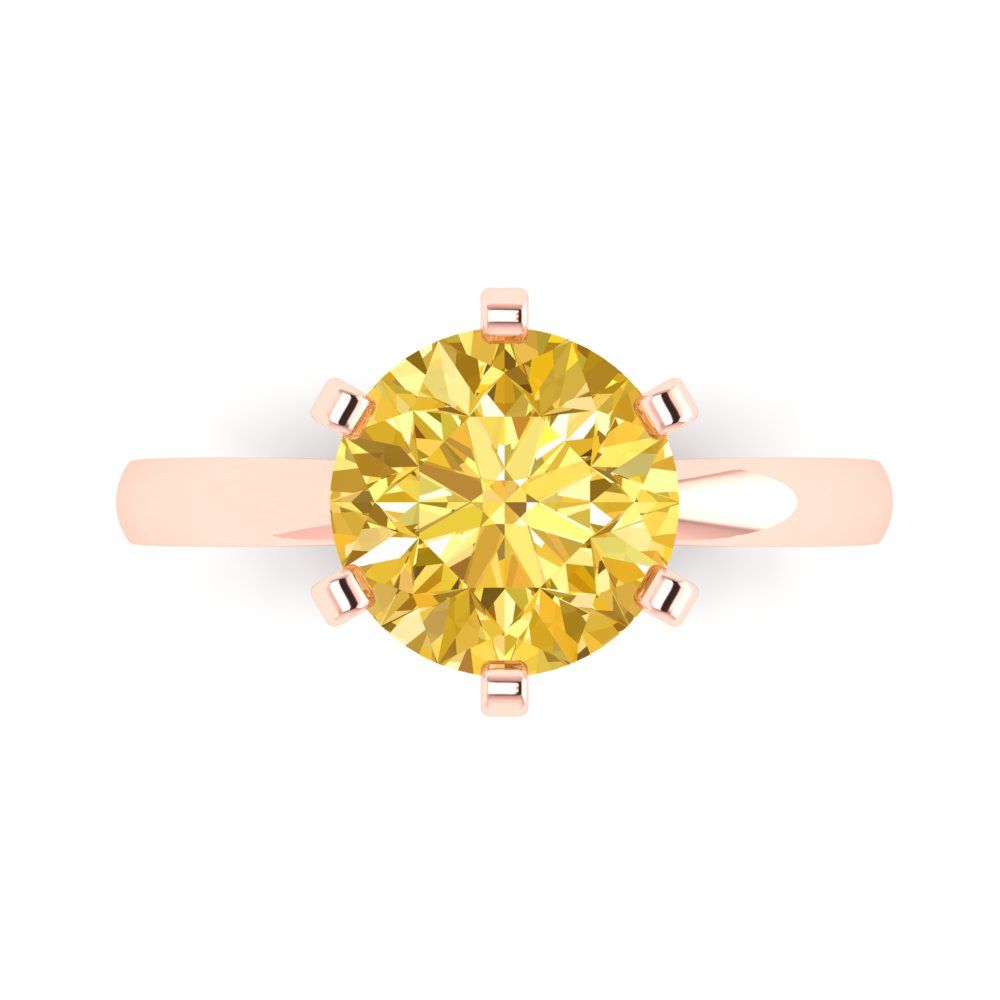 3 cttw Zirconia Simulated Yellow Diamond Solitaire  Engagement Ring - Solid Gold (VVS1, Round Cut,9.0mm)