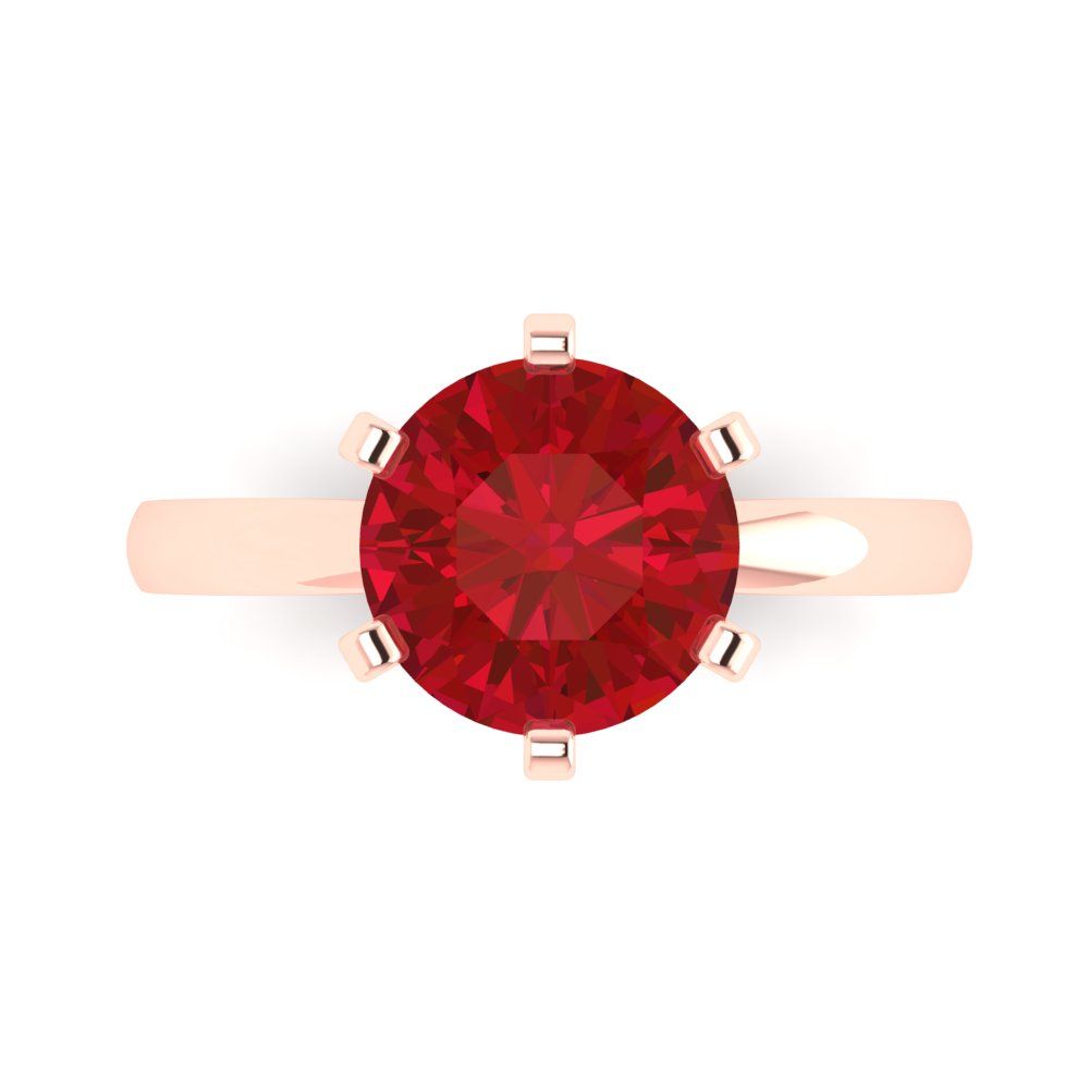 3 cttw Simulated Ruby Solitaire  Engagement Ring - Solid Gold (Round Cut,9.0mm)
