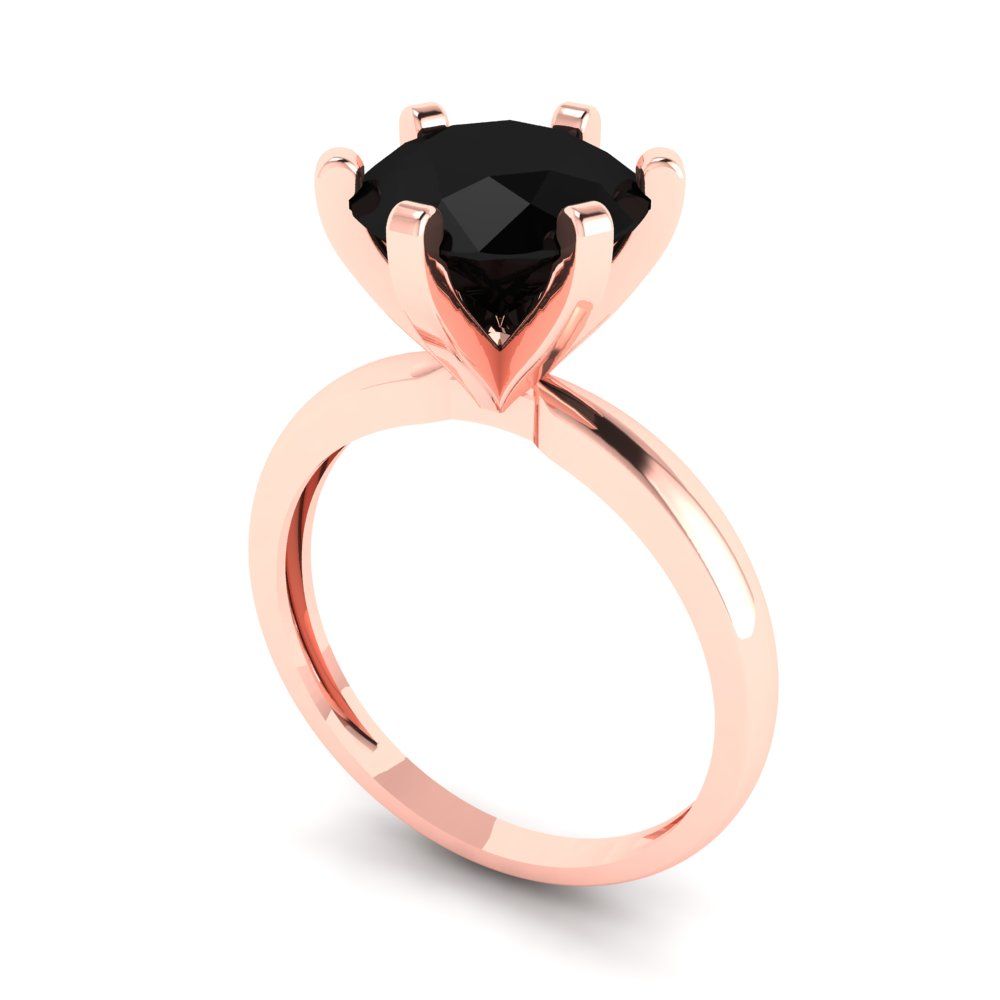 3 cttw Natural Onyx Solitaire  Engagement Ring - Solid Gold (Round Cut,9.0mm)