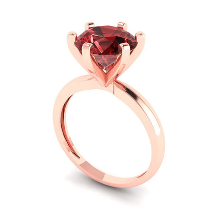 3 cttw Natural Garnet Solitaire  Engagement Ring - Solid Gold (Round Cut,9.0mm)