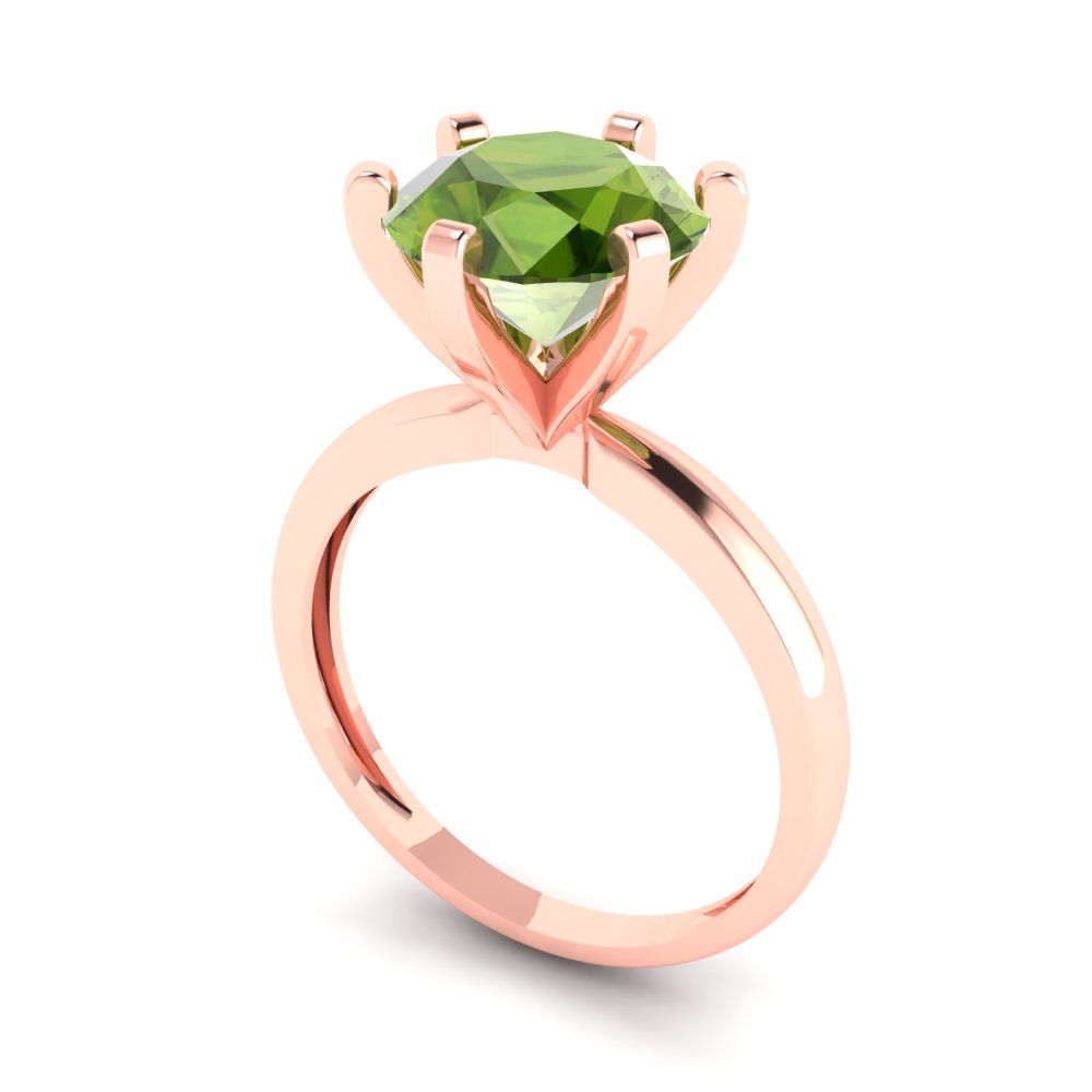 3 cttw Natural Peridot Solitaire  Engagement Ring - Solid Gold (Round Cut,9.0mm)