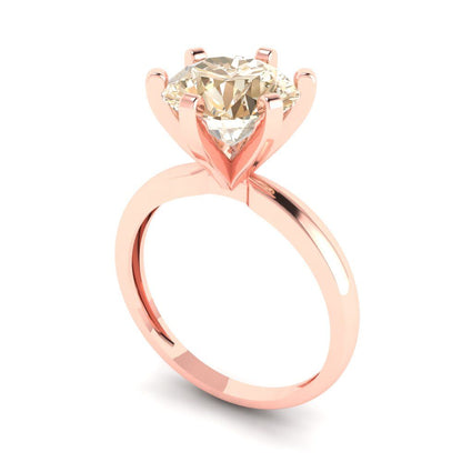 3 cttw Natural Morganite Solitaire  Engagement Ring - Solid Gold (Round Cut,9.0mm)