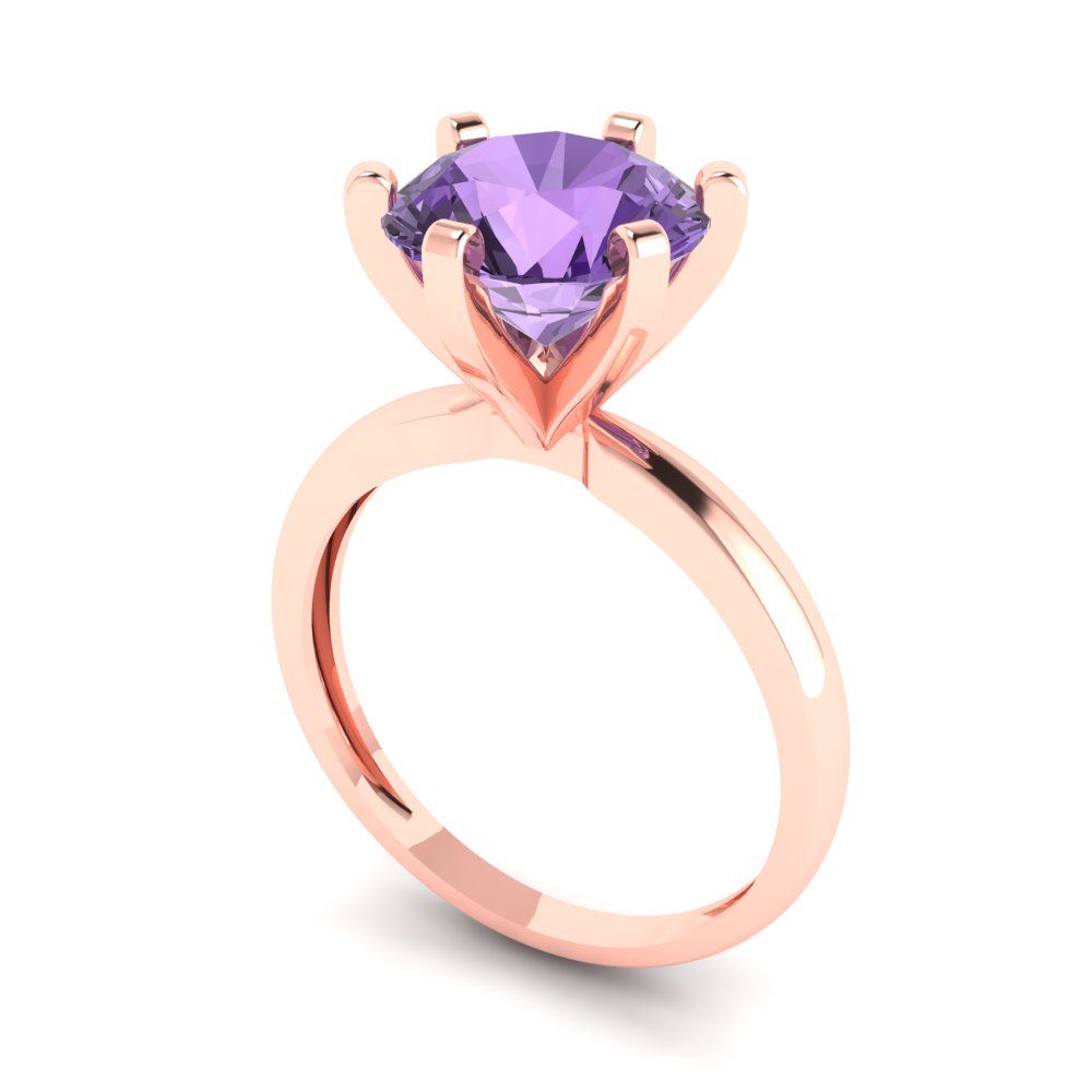 3 cttw Simulated Alexandrite Solitaire  Engagement Ring - Solid Gold (Round Cut,9.0mm)