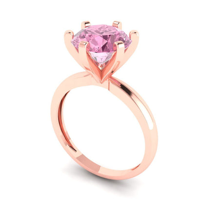 3 cttw Zirconia Simulated Pink Diamond Solitaire  Engagement Ring - Solid Gold (VVS1, Round Cut,9.0mm)