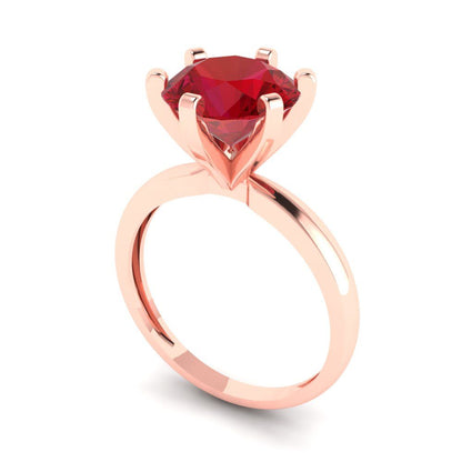 3 cttw Simulated Pink Tourmaline Solitaire  Engagement Ring - Solid Gold (Round Cut,9.0mm)
