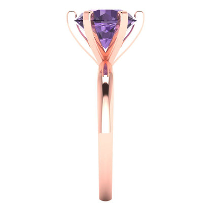 3 cttw Simulated Alexandrite Solitaire  Engagement Ring - Solid Gold (Round Cut,9.0mm)