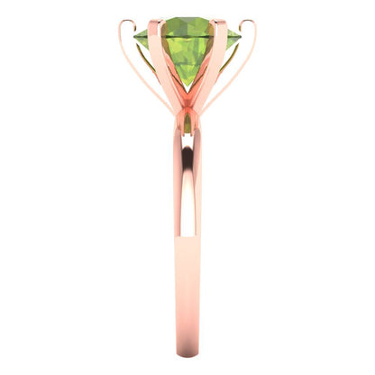 3 cttw Natural Peridot Solitaire  Engagement Ring - Solid Gold (Round Cut,9.0mm)