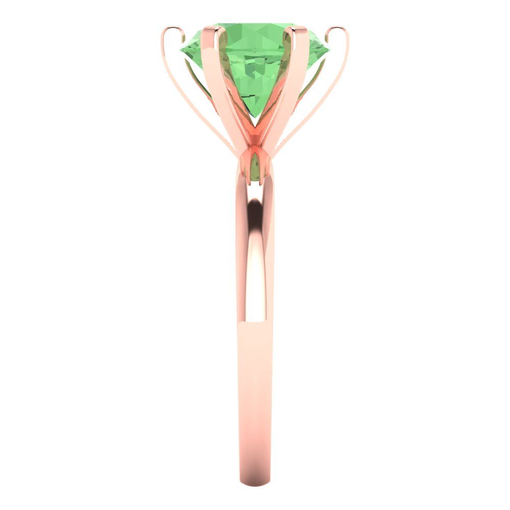 3 cttw Zirconia Simulated Green Diamond Solitaire  Engagement Ring - Solid Gold (VVS1, Round Cut,9.0mm)