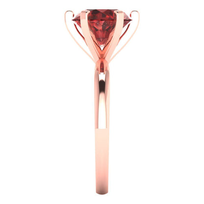 3 cttw Natural Garnet Solitaire  Engagement Ring - Solid Gold (Round Cut,9.0mm)