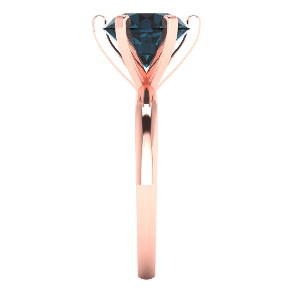 3 cttw Natural London Blue Topaz Solitaire  Engagement Ring - Solid Gold (Round Cut,9.0mm)