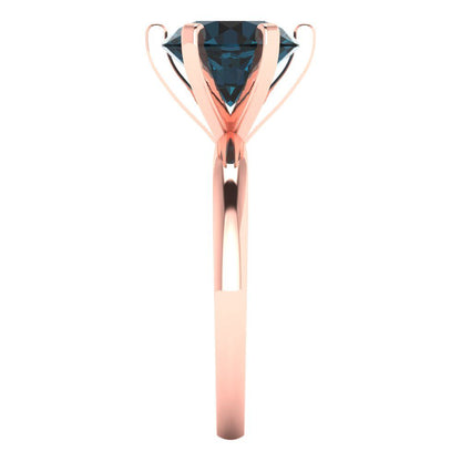 3 cttw Natural London Blue Topaz Solitaire  Engagement Ring - Solid Gold (Round Cut,9.0mm)