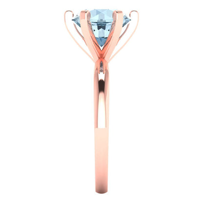 3 cttw Natural Aquamarine Solitaire  Engagement Ring - Solid Gold (Round Cut,9.0mm)