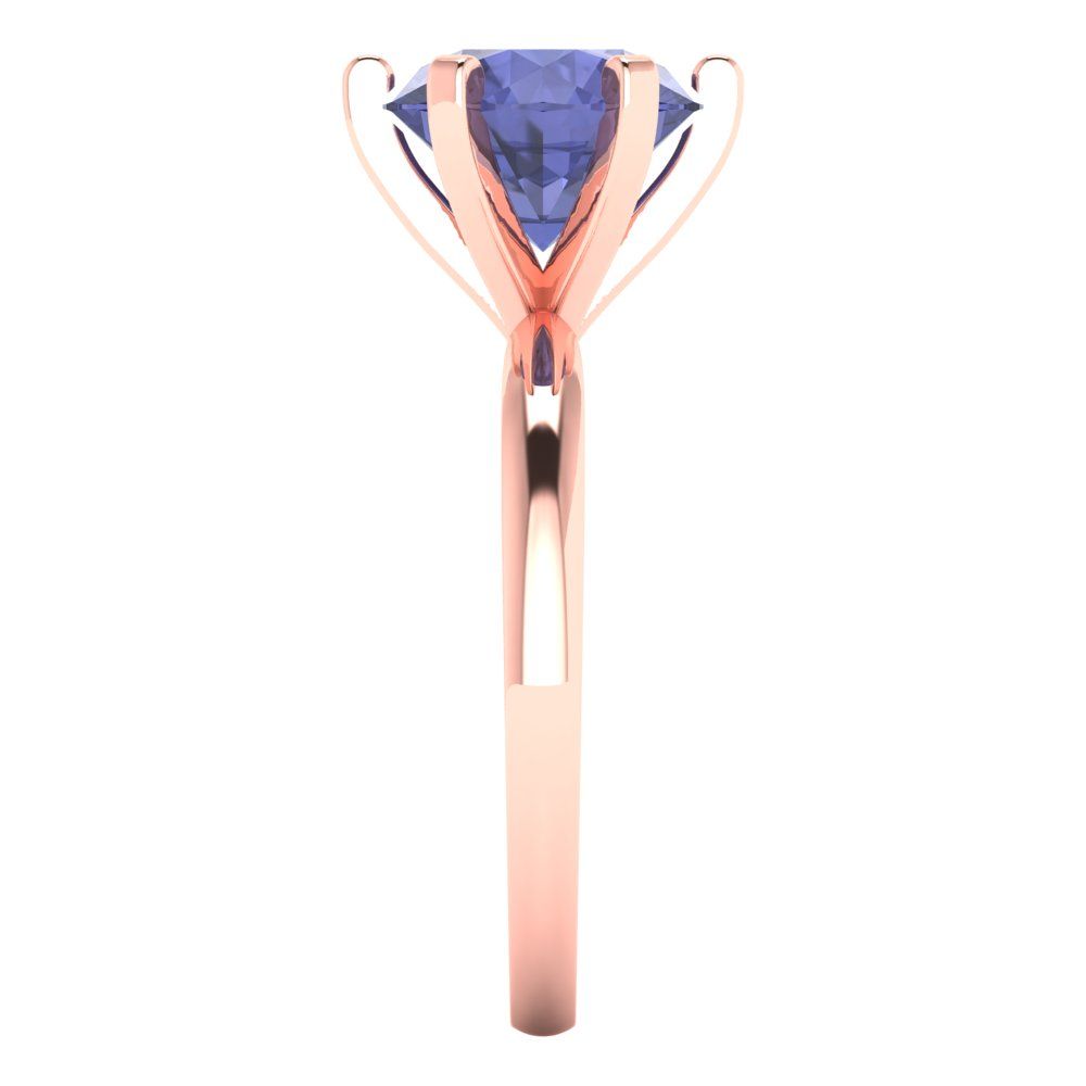 3 cttw Simulated Tanzanite Solitaire  Engagement Ring - Solid Gold (Round Cut,9.0mm)