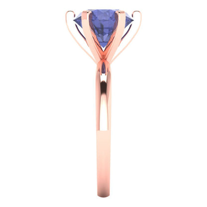 3 cttw Simulated Tanzanite Solitaire  Engagement Ring - Solid Gold (Round Cut,9.0mm)