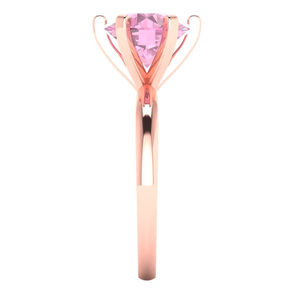 3 cttw Zirconia Simulated Pink Diamond Solitaire  Engagement Ring - Solid Gold (VVS1, Round Cut,9.0mm)