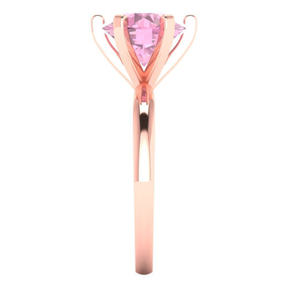 3 cttw Zirconia Simulated Pink Diamond Solitaire  Engagement Ring - Solid Gold (VVS1, Round Cut,9.0mm)