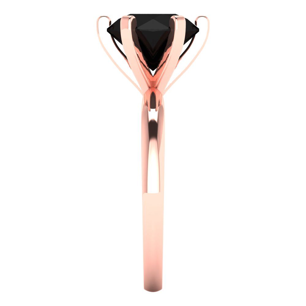 3 cttw Natural Onyx Solitaire  Engagement Ring - Solid Gold (Round Cut,9.0mm)