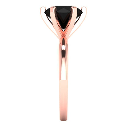 3 cttw Natural Onyx Solitaire  Engagement Ring - Solid Gold (Round Cut,9.0mm)