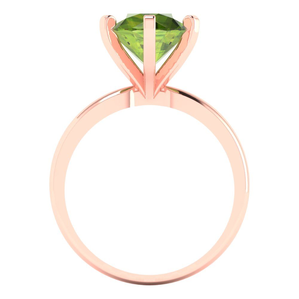 3 cttw Natural Peridot Solitaire  Engagement Ring - Solid Gold (Round Cut,9.0mm)