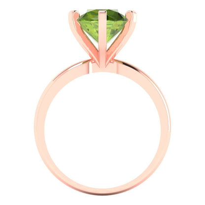 3 cttw Natural Peridot Solitaire  Engagement Ring - Solid Gold (Round Cut,9.0mm)