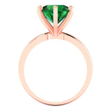 3.0 ct Brilliant Round Cut Simulated Emerald Stone Rose Gold Solitaire Ring