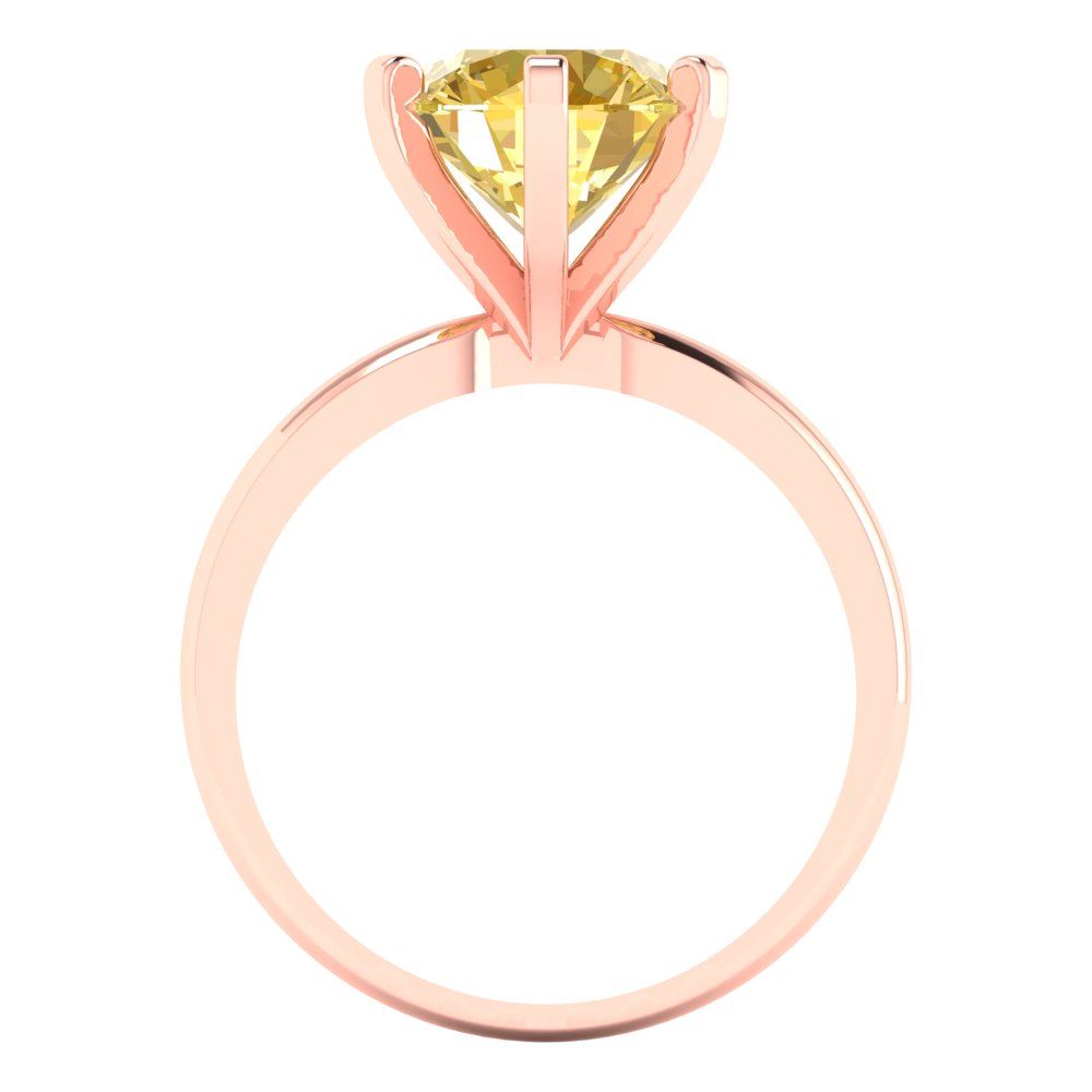 3 cttw Zirconia Simulated Yellow Diamond Solitaire  Engagement Ring - Solid Gold (VVS1, Round Cut,9.0mm)