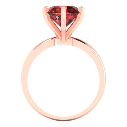 3 cttw Natural Garnet Solitaire  Engagement Ring - Solid Gold (Round Cut,9.0mm)