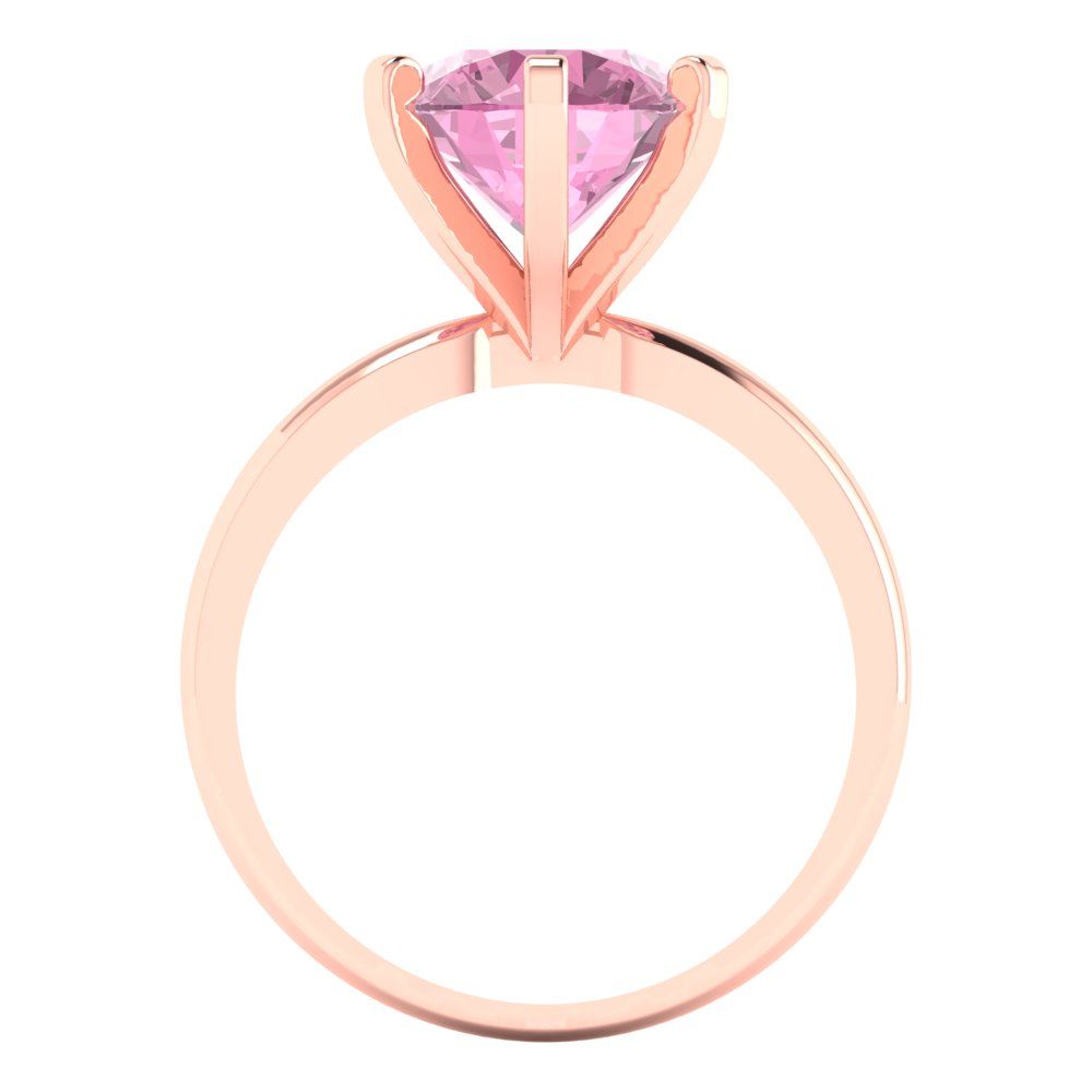 3 cttw Zirconia Simulated Pink Diamond Solitaire  Engagement Ring - Solid Gold (VVS1, Round Cut,9.0mm)