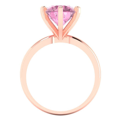 3 cttw Zirconia Simulated Pink Diamond Solitaire  Engagement Ring - Solid Gold (VVS1, Round Cut,9.0mm)