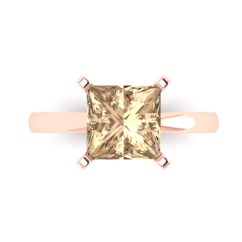 3 cttw Yellow Moissanite Solitaire  Engagement Ring - Solid Gold (Princess Cut,8.0mm)