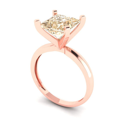 3 cttw Natural Morganite Solitaire  Engagement Ring - Solid Gold (Princess Cut,8.0mm)