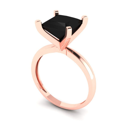 3 cttw Natural Onyx Solitaire  Engagement Ring - Solid Gold (Princess Cut,8.0mm)