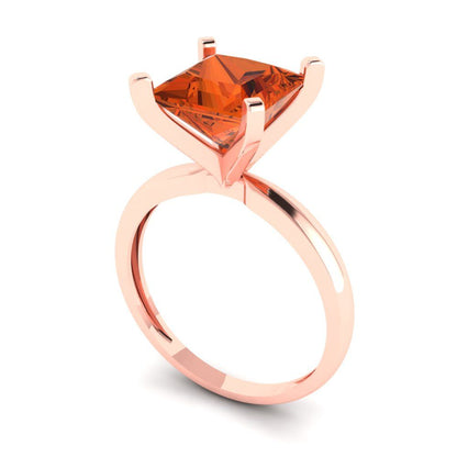 3 cttw Zirconia Simulated Red Diamond Solitaire  Engagement Ring - Solid Gold (VVS1, Princess Cut,8.0mm)