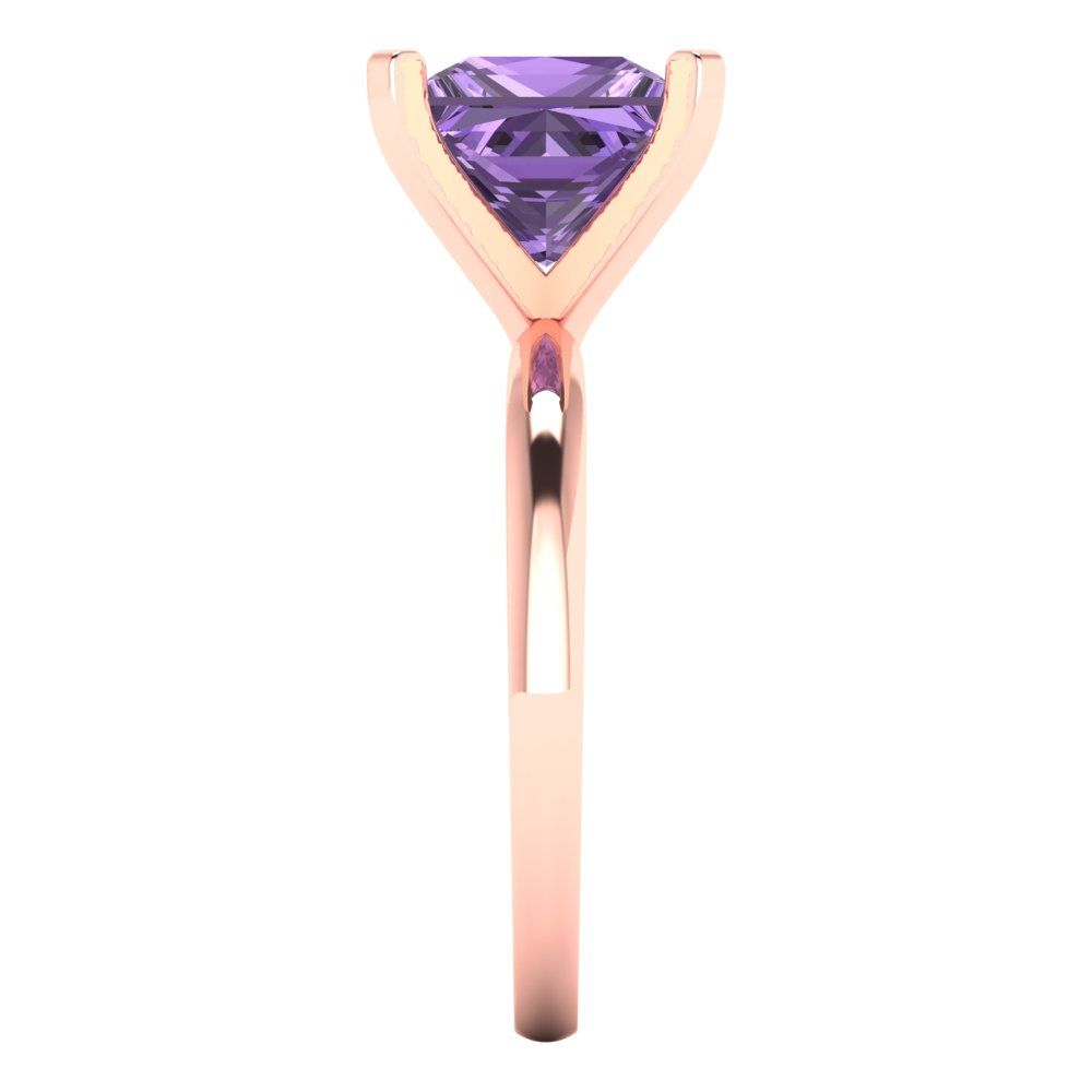 3 cttw Simulated Alexandrite Solitaire  Engagement Ring - Solid Gold (Princess Cut,8.0mm)