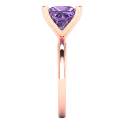 3 cttw Simulated Alexandrite Solitaire  Engagement Ring - Solid Gold (Princess Cut,8.0mm)