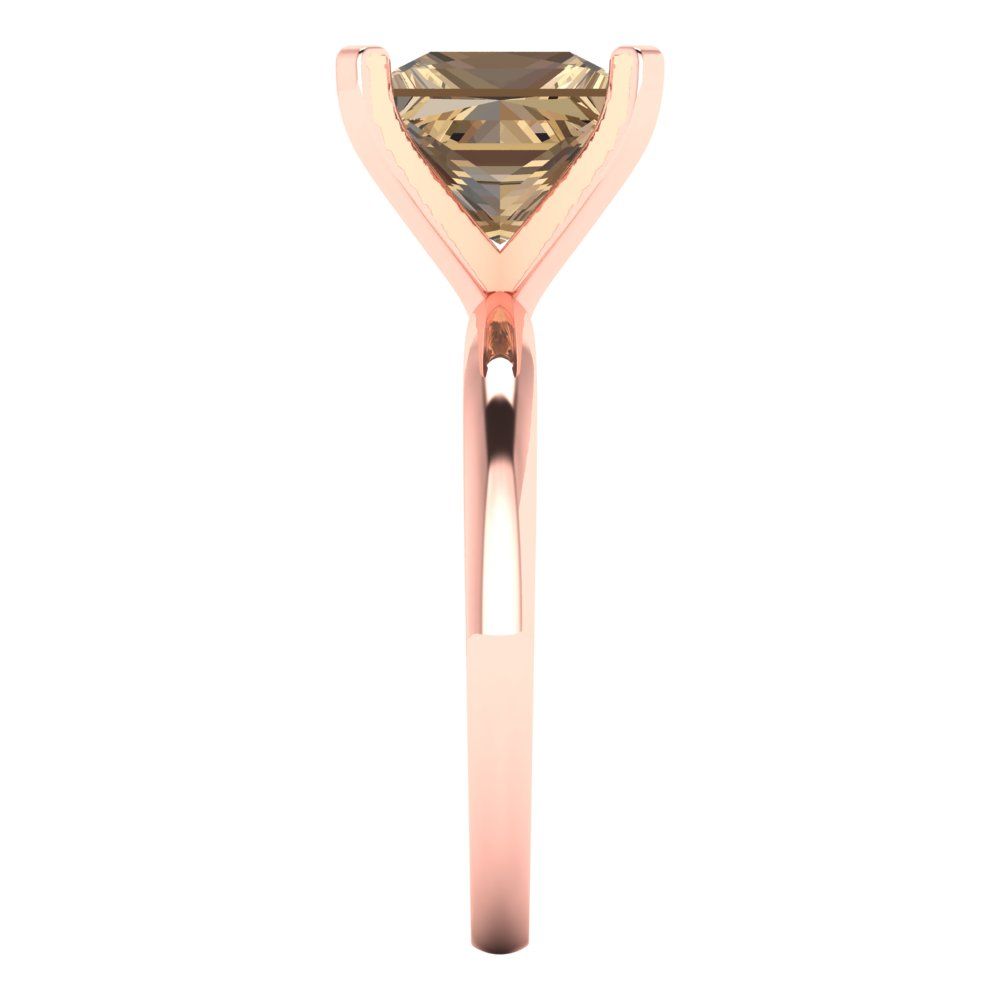 3 cttw Zirconia Simulated Champagne Diamond Solitaire  Engagement Ring - Solid Gold (VVS1, Princess Cut,8.0mm)