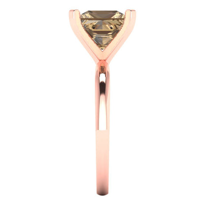 3 cttw Zirconia Simulated Champagne Diamond Solitaire  Engagement Ring - Solid Gold (VVS1, Princess Cut,8.0mm)