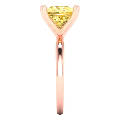 3 cttw Zirconia Simulated Yellow Diamond Solitaire  Engagement Ring - Solid Gold (VVS1, Princess Cut,8.0mm)