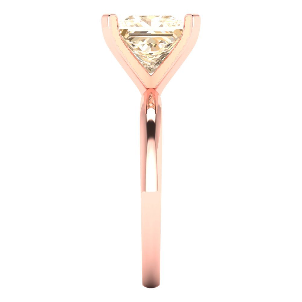 3 cttw Natural Morganite Solitaire  Engagement Ring - Solid Gold (Princess Cut,8.0mm)